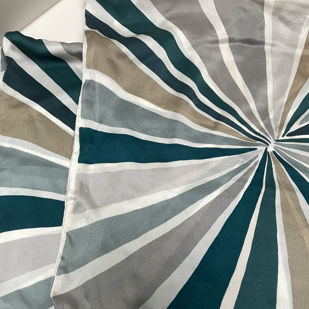 West Elm Pillowcases Starburst pattern Blue and Silver Silk